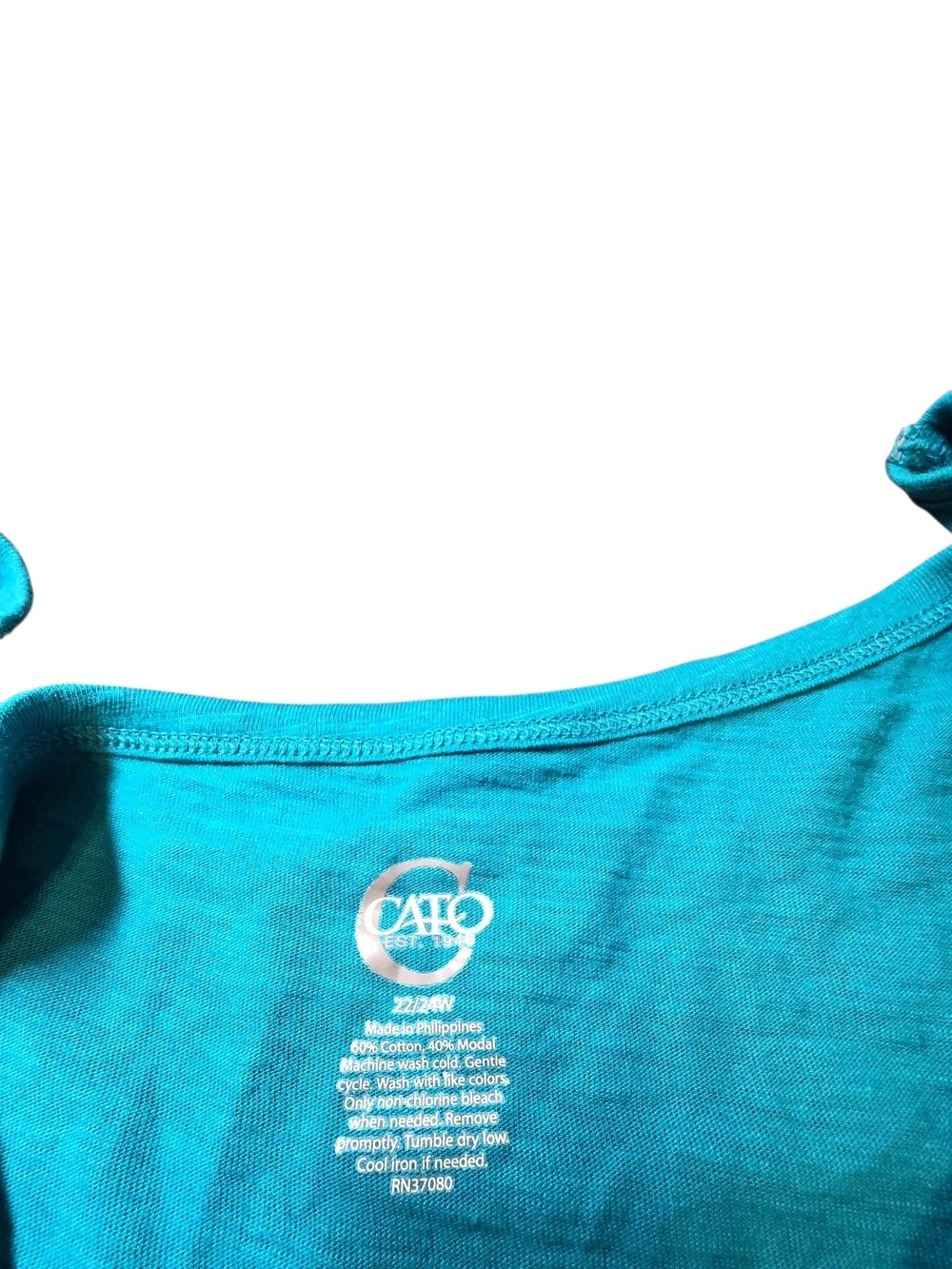 Cato Plus Size Turquoise Teal Cotton Modal Knit Short Sleeve Tee Shirt 22/24W - Picture 3 of 6